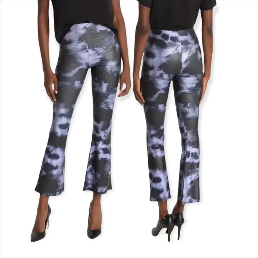 TopShop Tie Dye Flared Leg Crop Pants Cropped Flares Marble Pull On NWT 6 v6x